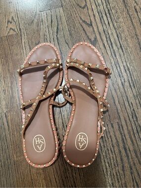 ASH Brown Leather Studded Strappy Sandals Size 8